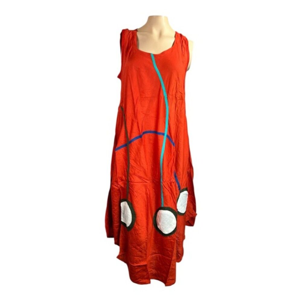 JUNGLEE BILLEE Free Size Red Boho Sleeveless Dress NWT #3
